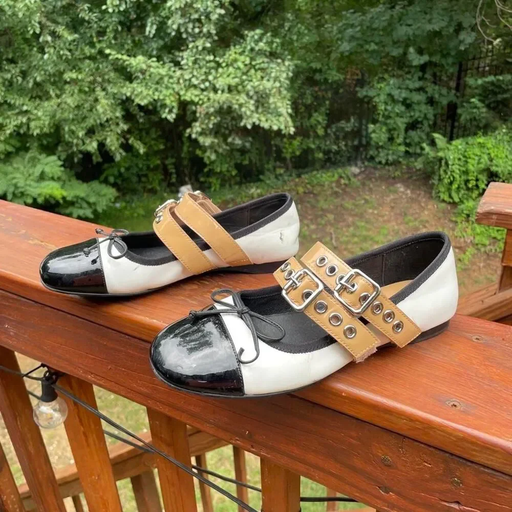Jeffrey Campbell Women's 7.5 Black White Mary Jane Flats